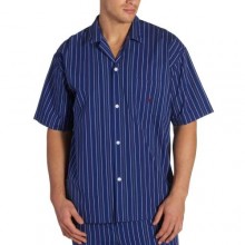Nautica Men's Micro-Enzyme Woven Mainsail Short Sleeve Stripe Camp Shirt