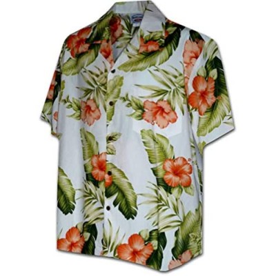 Pacific Legend Hawaiian Shirts with Orange Hibiscus