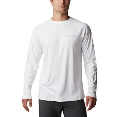Columbia Men's PFG Terminal Deflector Long Sleeve Shirt Breathable UV Sun Protection White/Cool Grey X Large Tall
