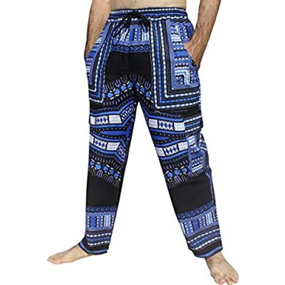 RaanPahMuang Bold and Beautiful African Dashiki Cargo Pant Khakis X-Large African Dashiki Black Blue