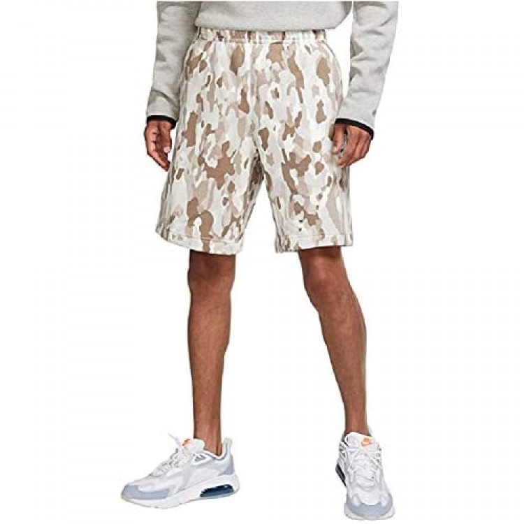 Nike Men's Sportswear NSW Club Shorts Camo (Olive Grey/Summit White/White)